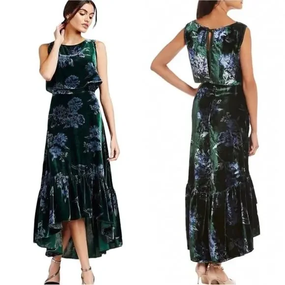 Eva Franco Green Velvet Parlor Rose Velvet
Sleeveless High Low Brie Dress 6 - Picture 1 of 10